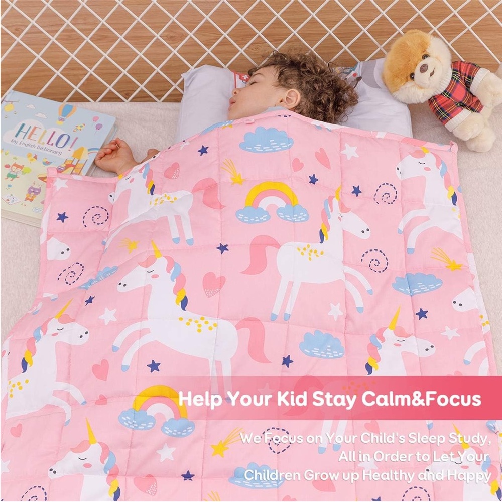 Weighted Pink Unicorn Kids Blanket 100% cotton